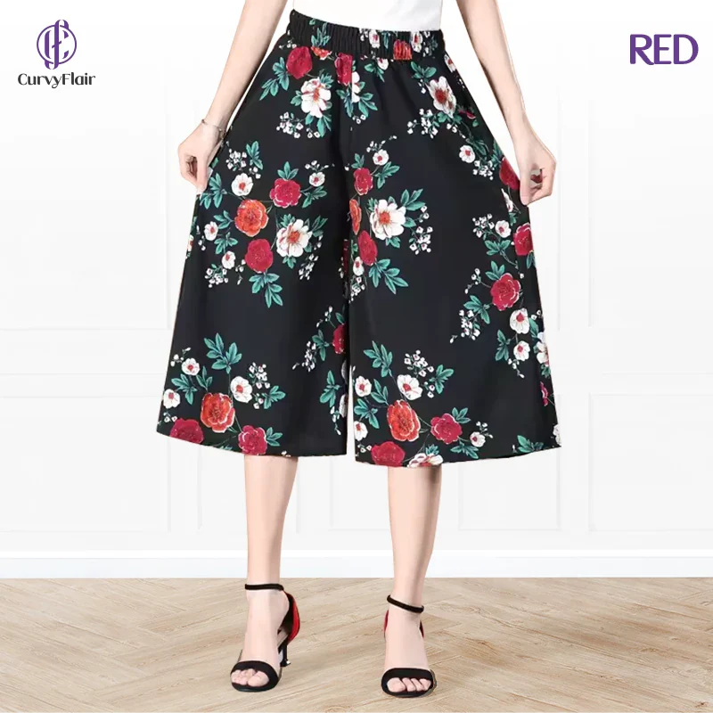 CurvyFlair - High Waist Wide Leg Culottes