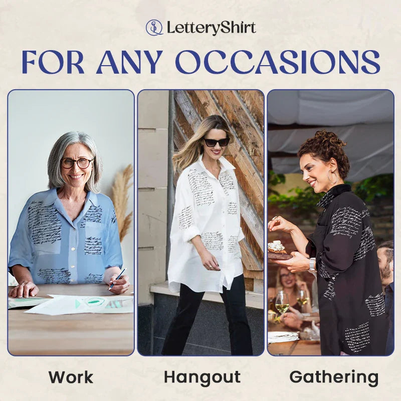 LetteryShirt - LAST DAY SALE 70% OFF - Letter Print Gauze Button Shirt