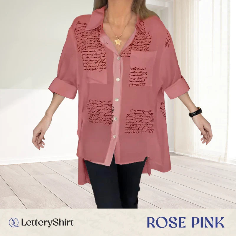 LetteryShirt - LAST DAY SALE 70% OFF - Letter Print Gauze Button Shirt