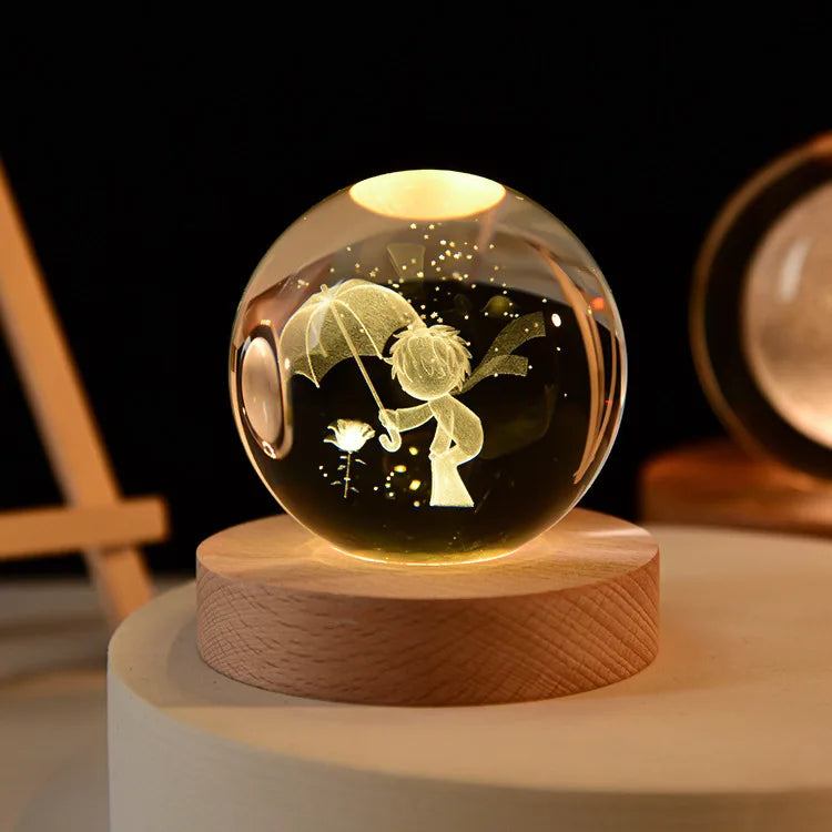 3D Crystal ball Crystal Planet Night Light Laser