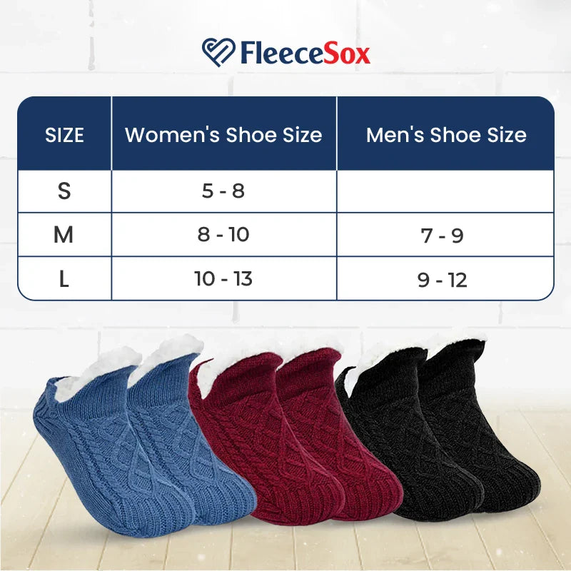 FleeceSox - Fleece-Lined Non-Slip Thermal Slippers Socks