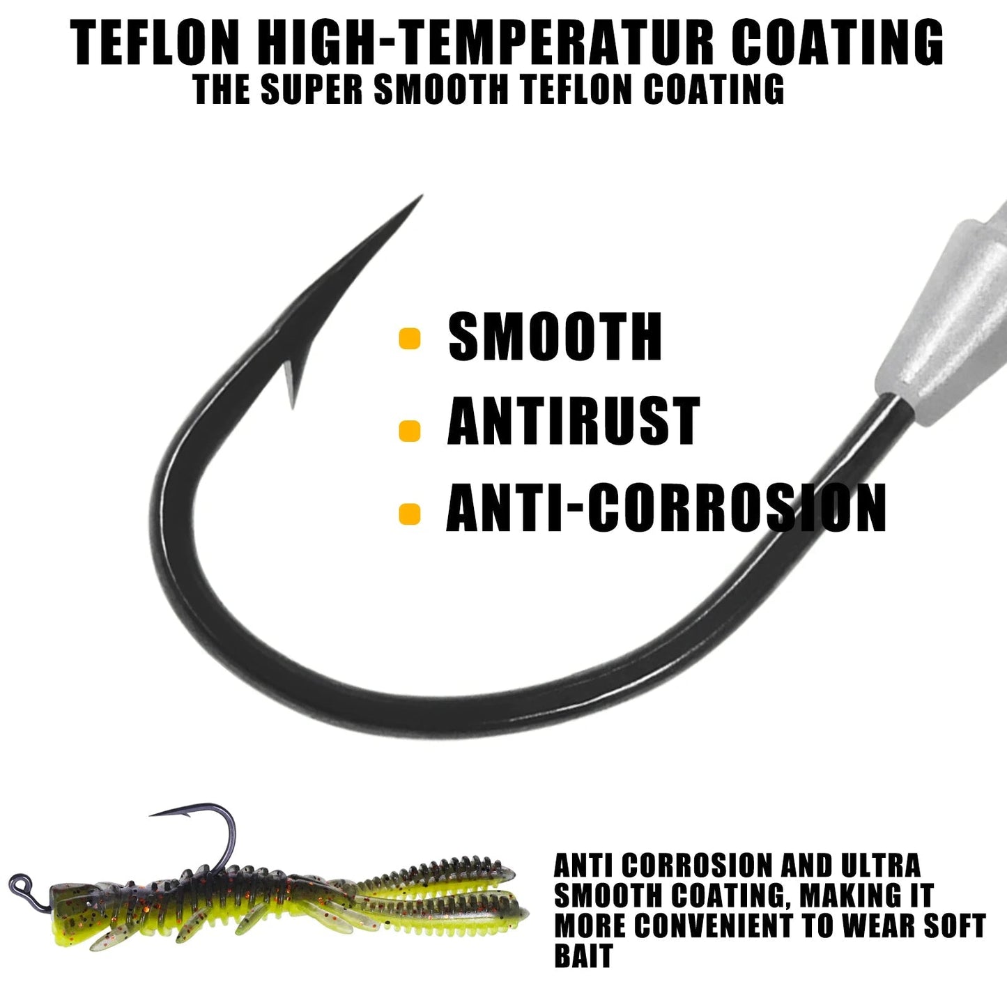 Fishing Weighted Worm Hooks For Soft Plastics Lures