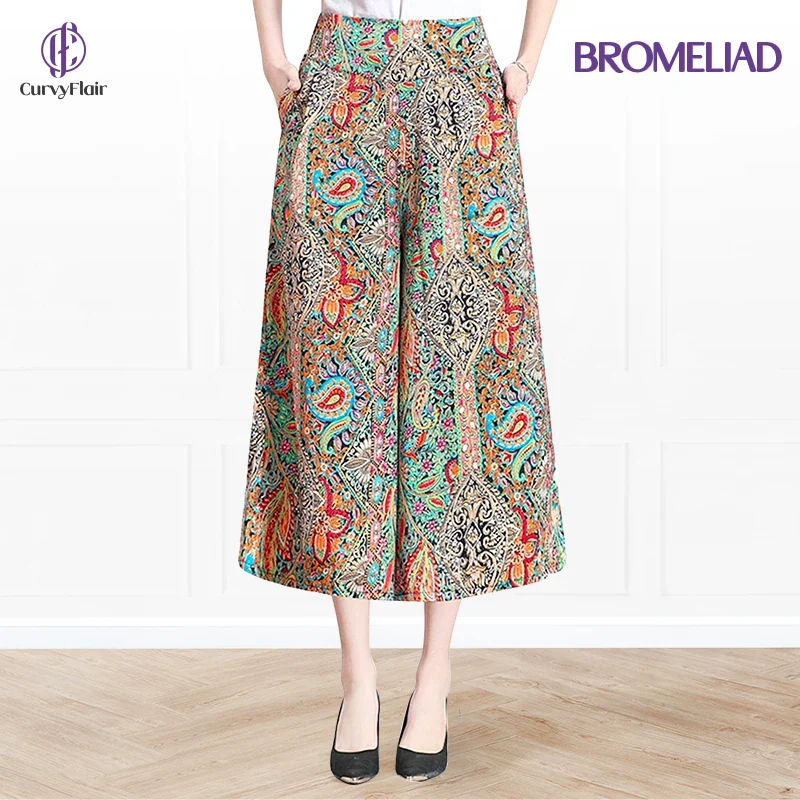 CurvyFlair - High Waist Wide Leg Culottes
