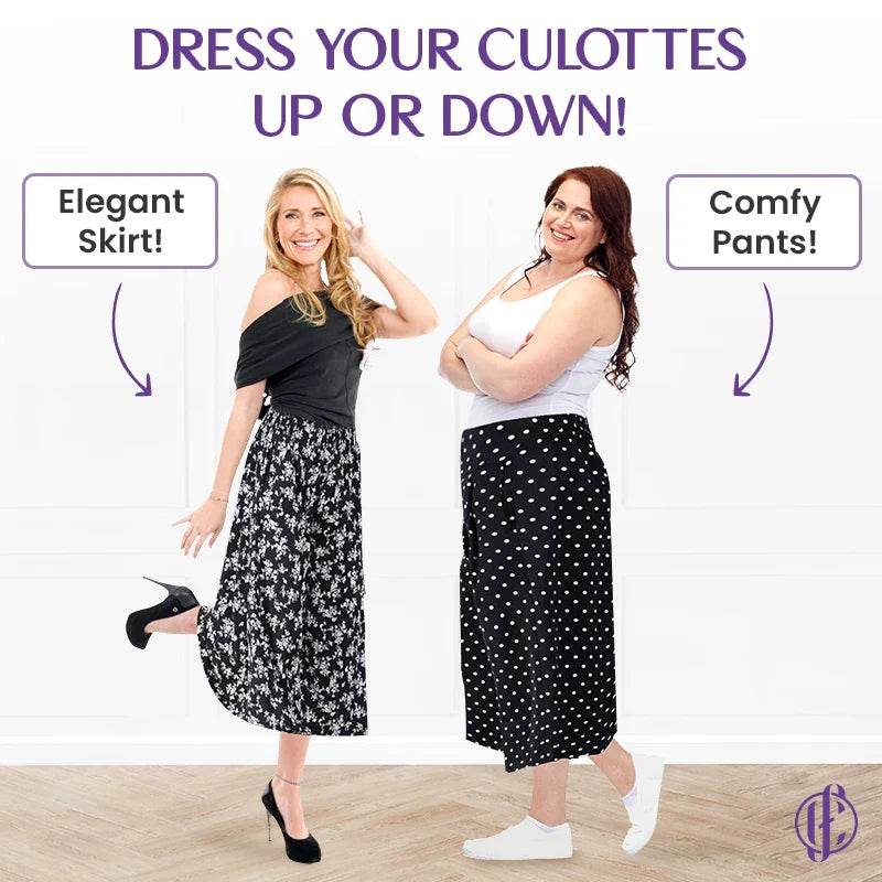 CurvyFlair - High Waist Wide Leg Culottes