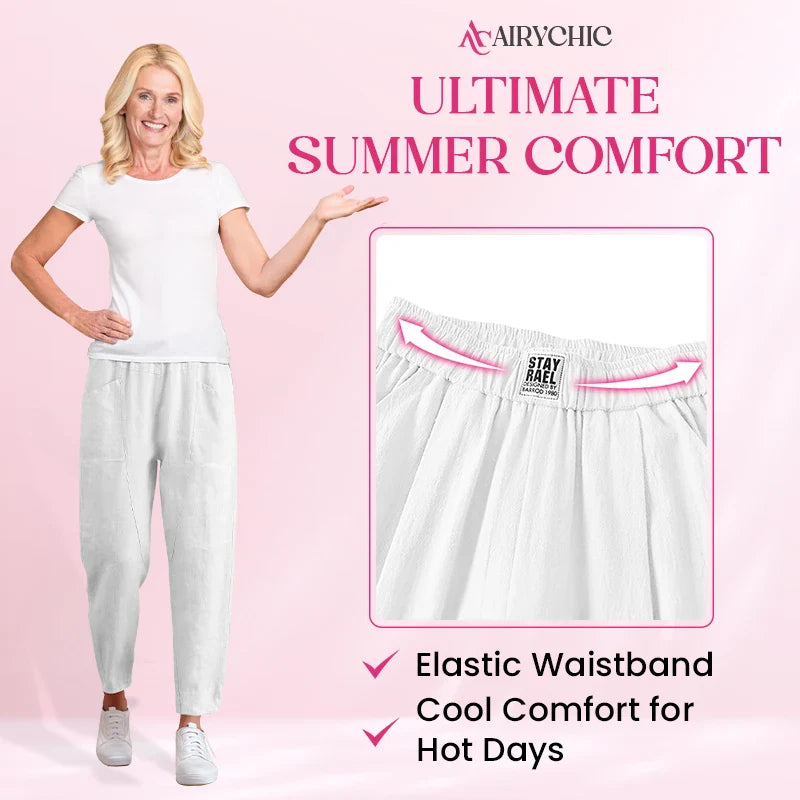 AiryChic - Women's High Waist Loose Linen Pants