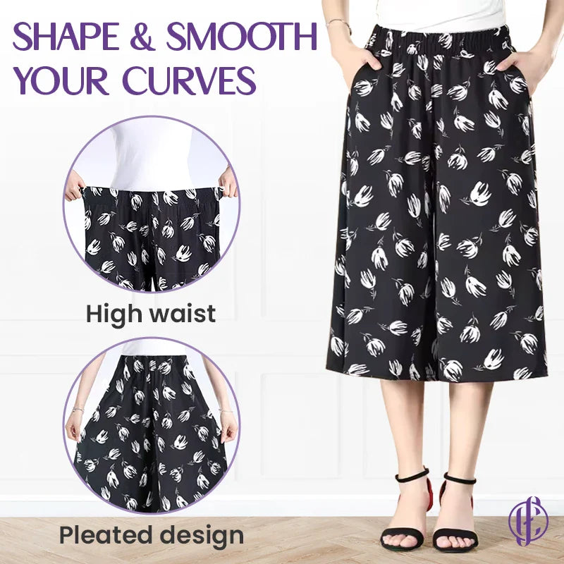 CurvyFlair - High Waist Wide Leg Culottes