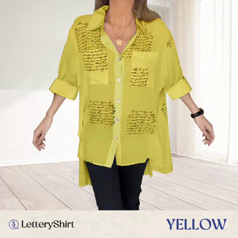 LetteryShirt - LAST DAY SALE 70% OFF - Letter Print Gauze Button Shirt