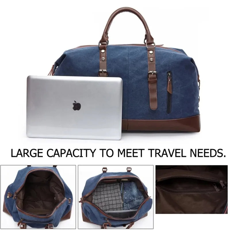 Canvas Leather Men Travel Bags