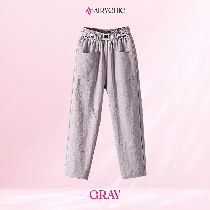 AiryChic - Women's High Waist Loose Linen Pants