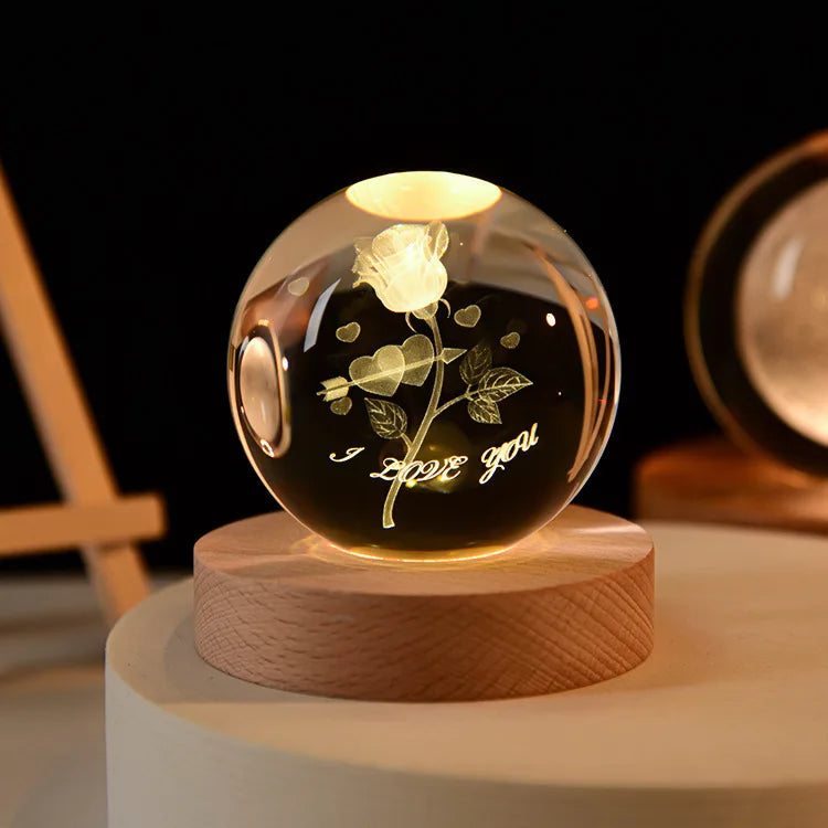 3D Crystal ball Crystal Planet Night Light Laser