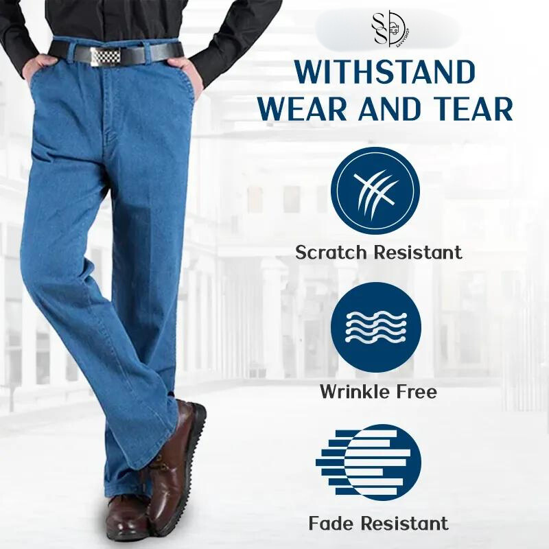 🔥 Men's High Waist Straight Fit Stretch Jeans 🔥