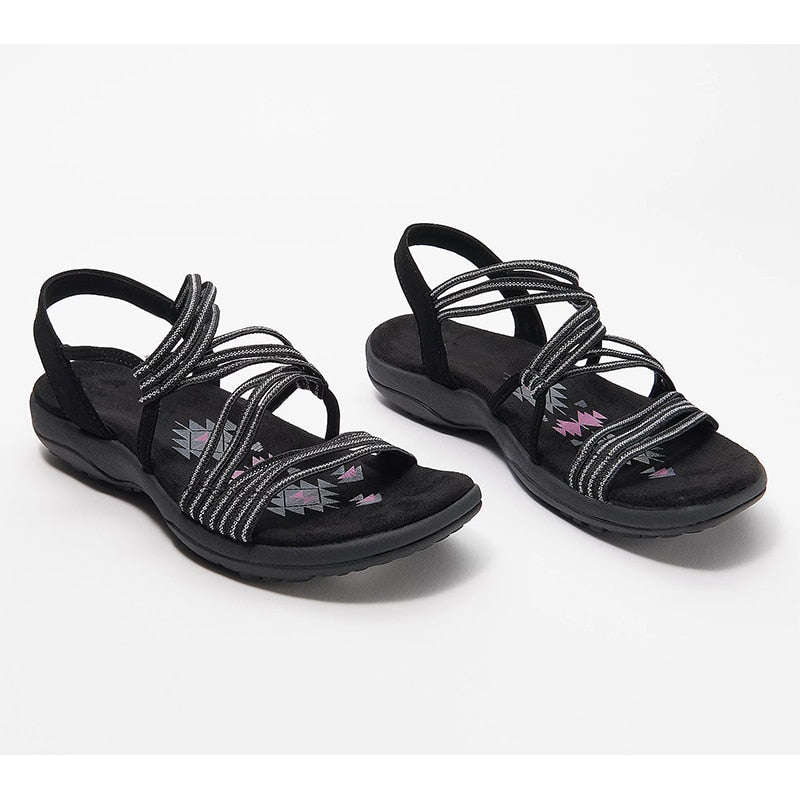 azfleek Sandals Women Summer Flat Beach Elastic Casual Sandals