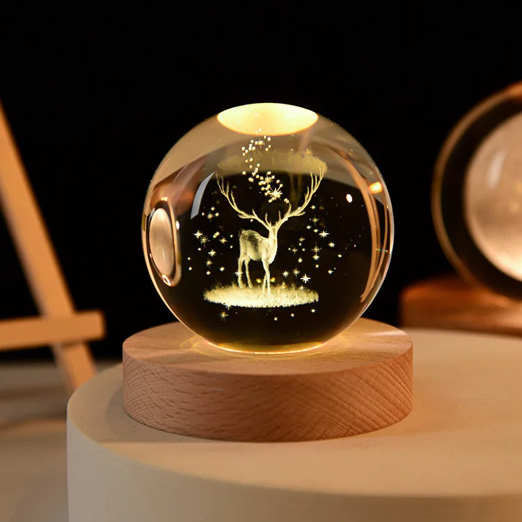 3D Crystal ball Crystal Planet Night Light Laser
