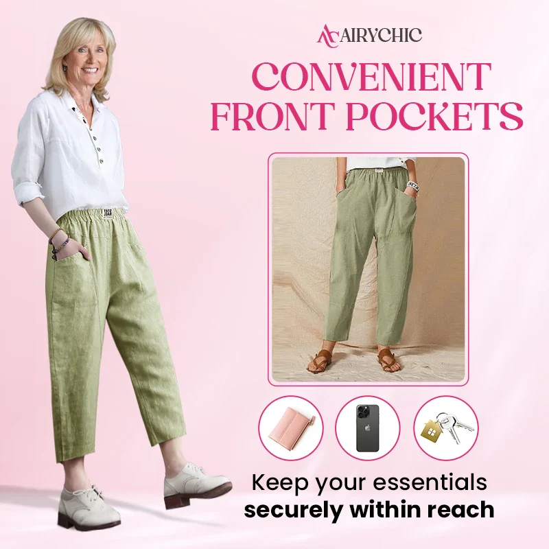 AiryChic - Women's High Waist Loose Linen Pants