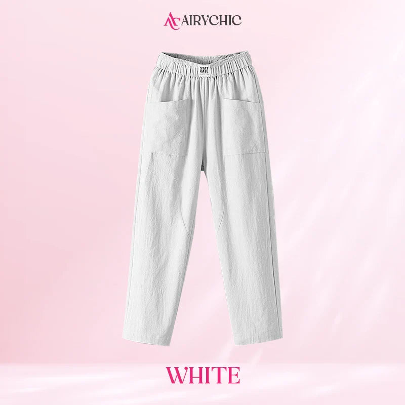 AiryChic - Women's High Waist Loose Linen Pants