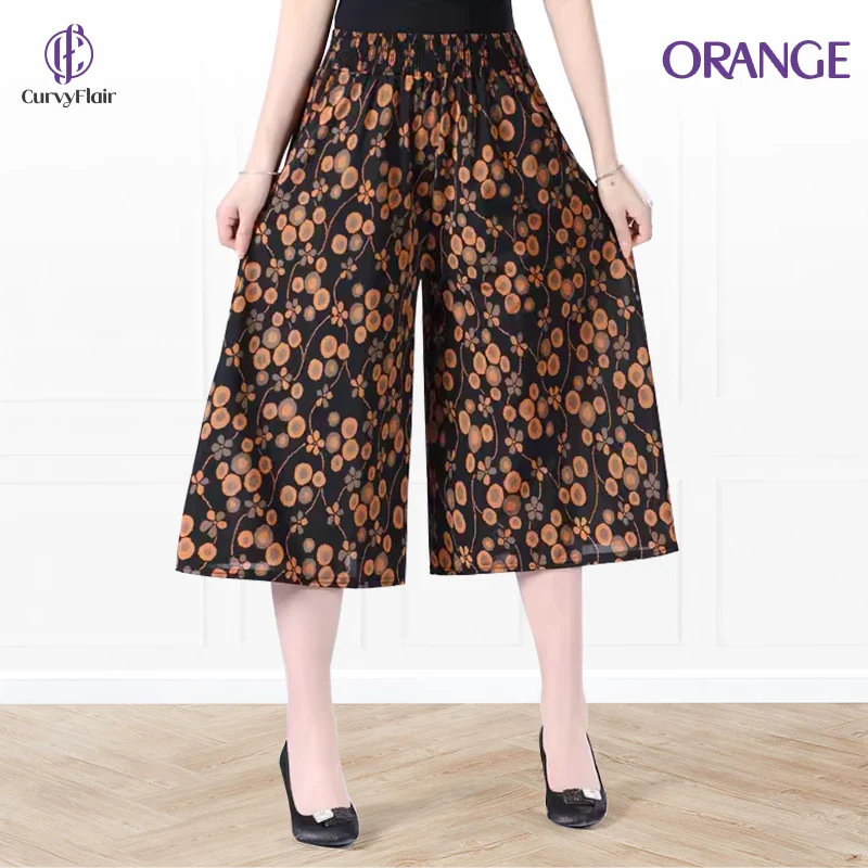 CurvyFlair - High Waist Wide Leg Culottes