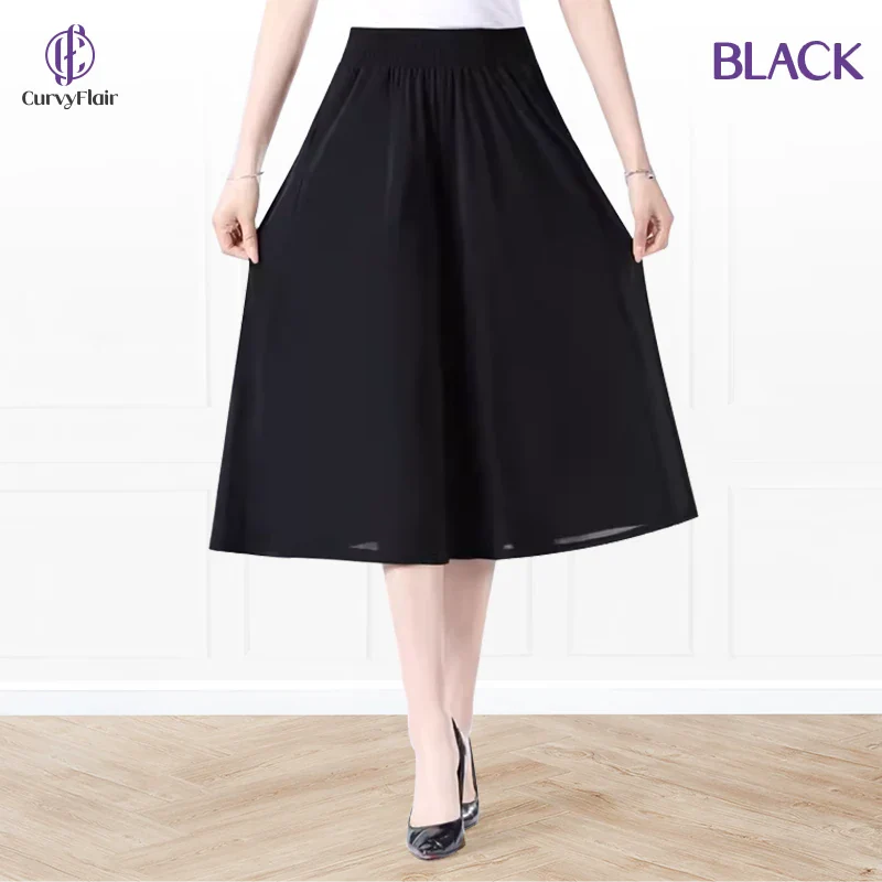 CurvyFlair - High Waist Wide Leg Culottes