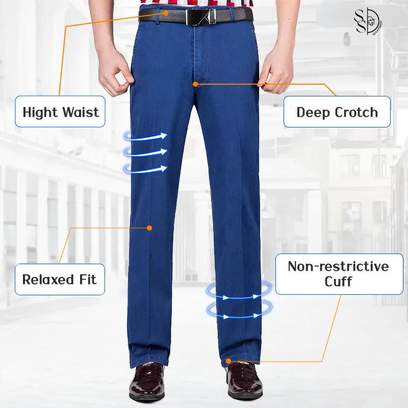 🔥 Men's High Waist Straight Fit Stretch Jeans 🔥