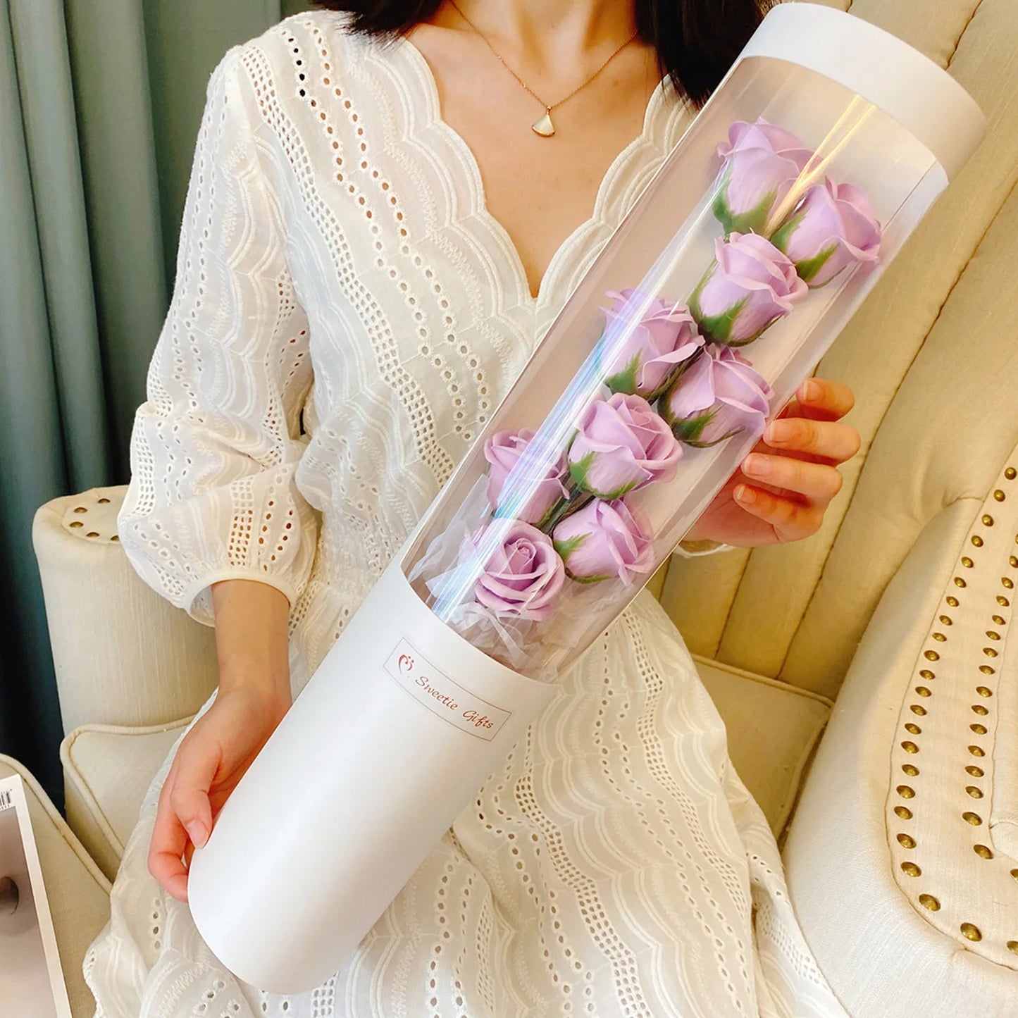 Flower Rose With Glass Dome Led Light