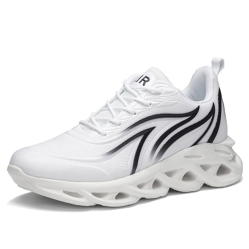 azfleek Lace-up Shoes Men's Flame Printed Sneakers Comfortable Outdoor Athletic Running Shoes White / 6.5