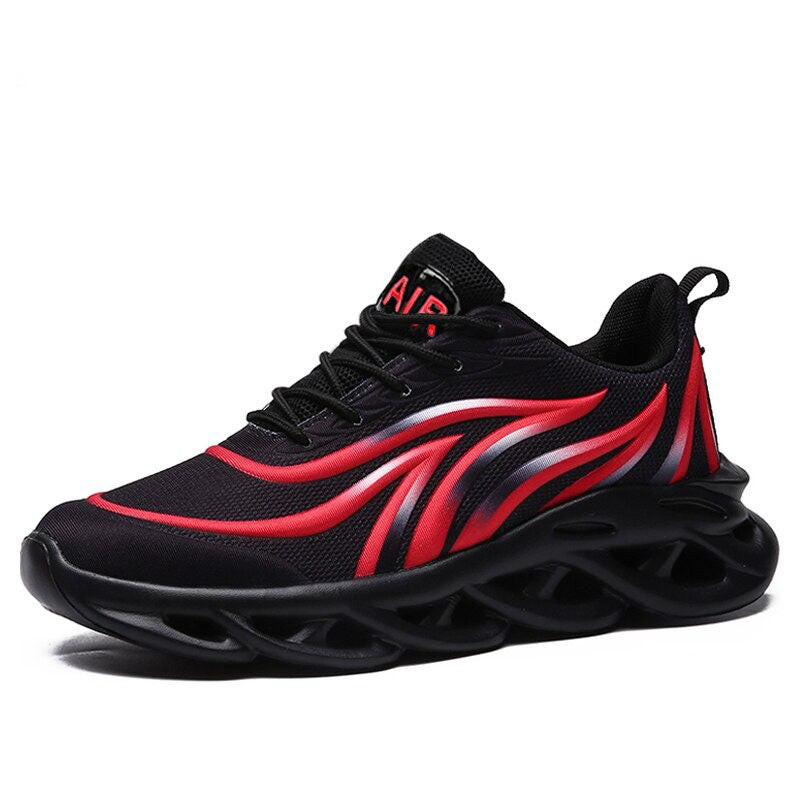 azfleek Lace-up Shoes Men's Flame Printed Sneakers Comfortable Outdoor Athletic Running Shoes Black Red / 7