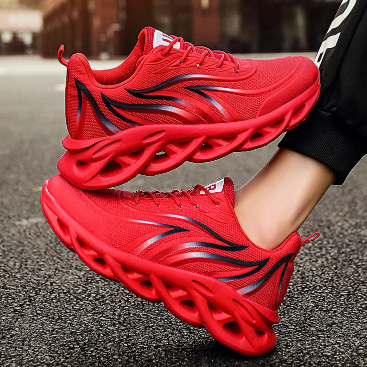 azfleek Lace-up Shoes Men's Flame Printed Sneakers Comfortable Outdoor Athletic Running Shoes
