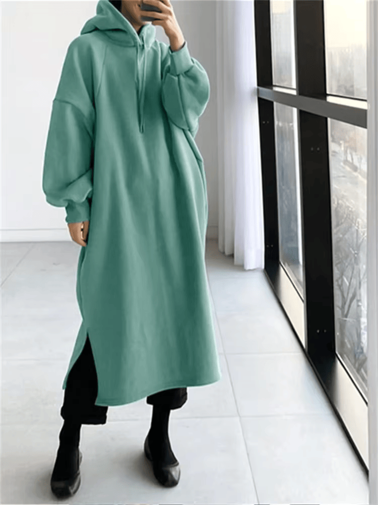 Fleece Lined Long Hoodies Women