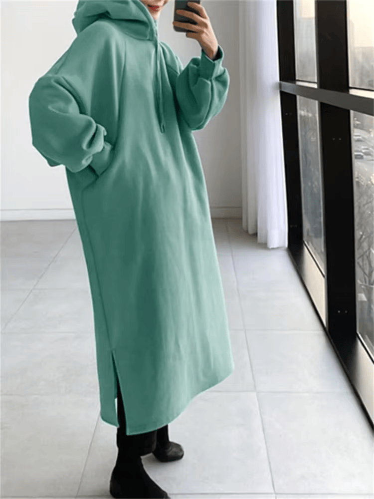 Fleece Lined Long Hoodies Women