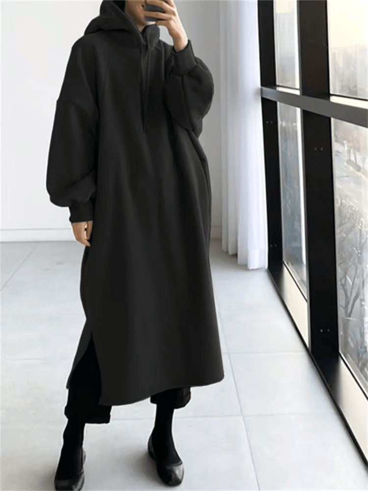 Fleece Lined Long Hoodies Women