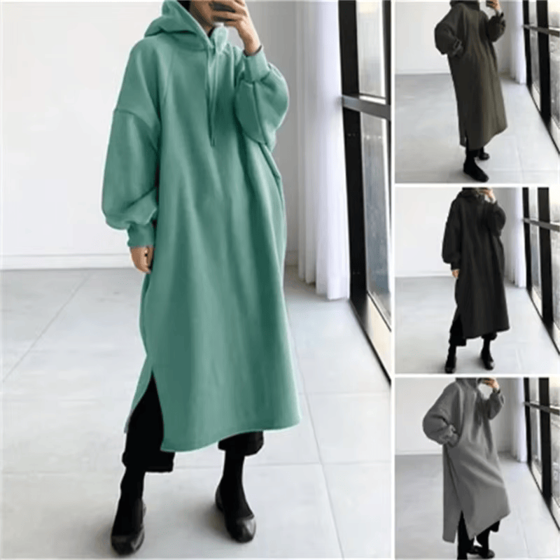 Fleece Lined Long Hoodies Women