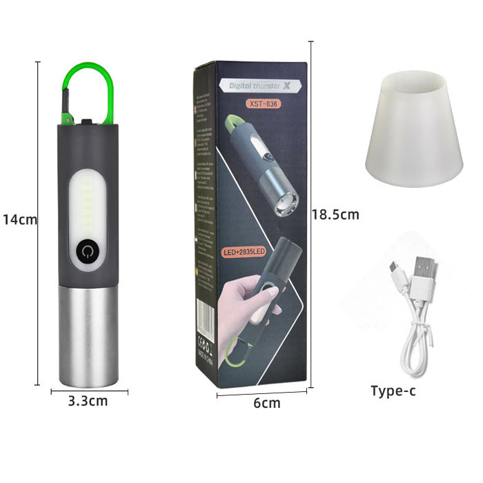 Rechargeable LED Mini Flashlight - Type-C, Adjustable Focus, Aluminum Alloy