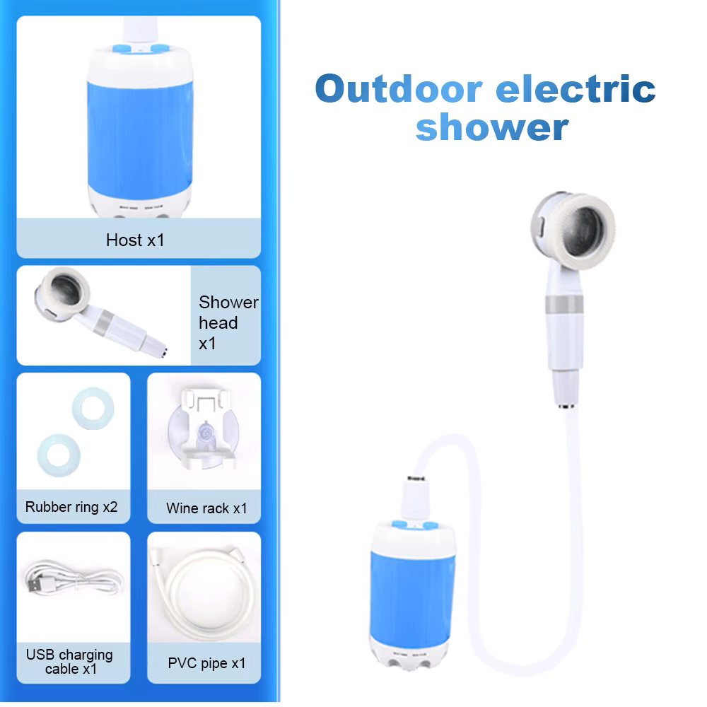 Portable Car-mounted Shower with Wireless Lithium Battery for Camping and Car Washing.