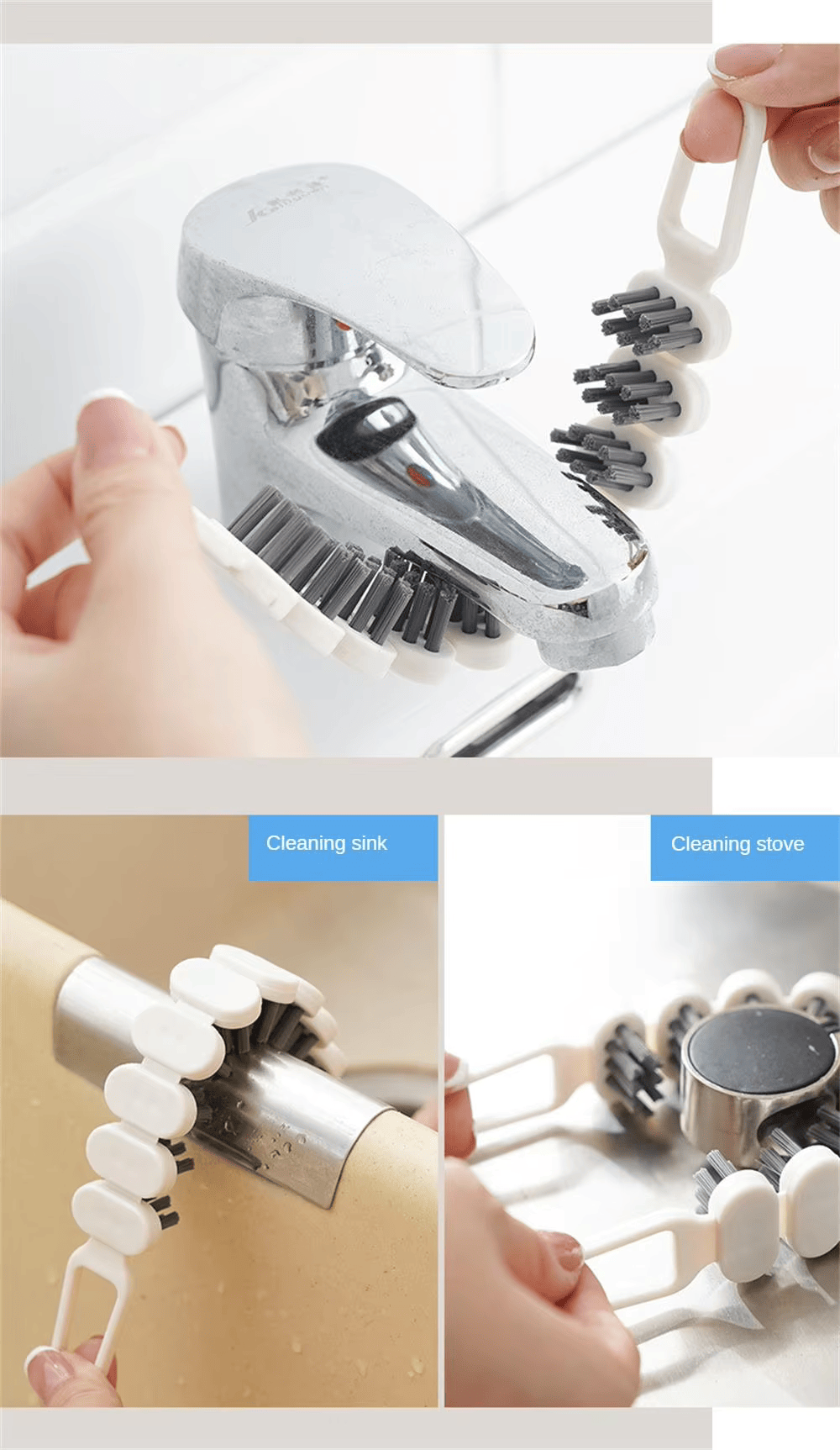 Flexible Gap Brush for Bathroom Faucet