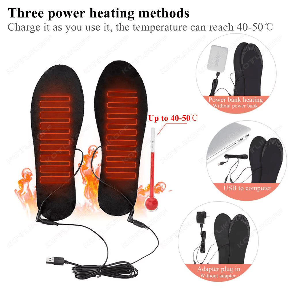 USB Heated Insoles for Feet – Electric Foot Warming Pad for Winter