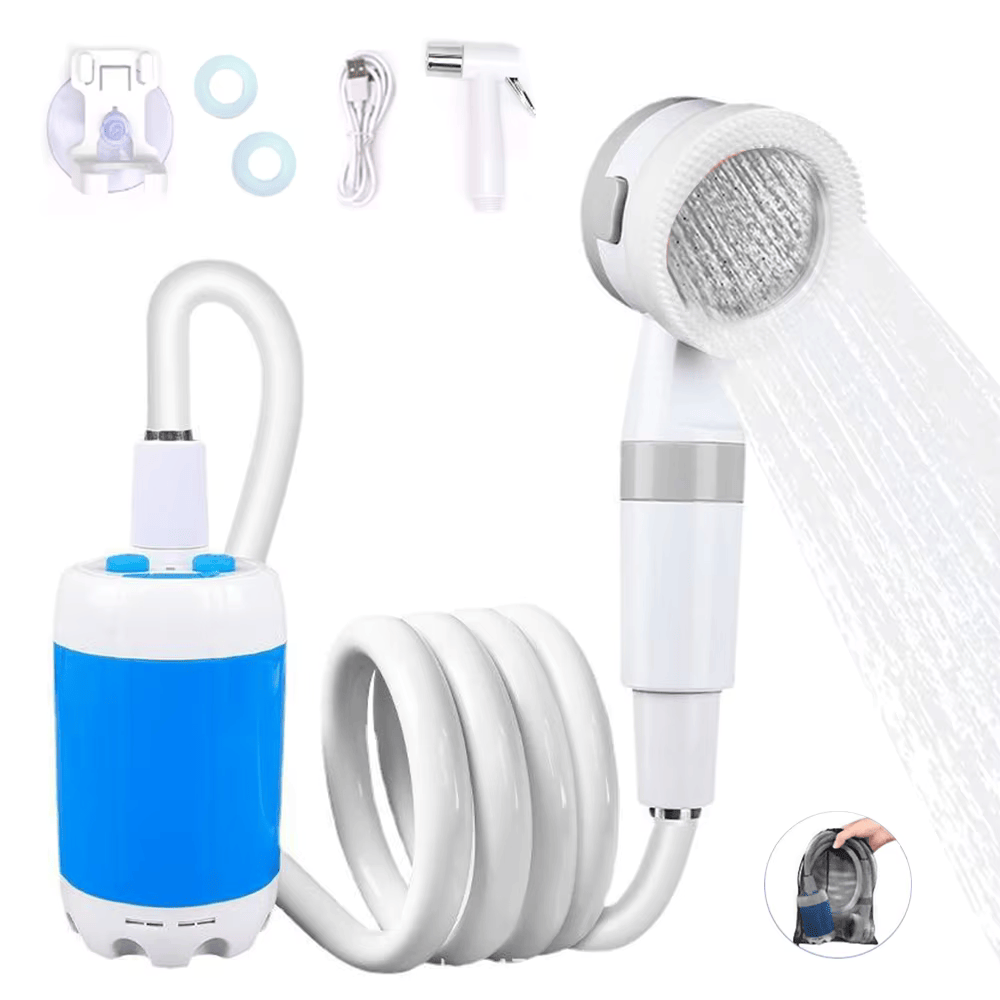 Portable Car-mounted Shower with Wireless Lithium Battery for Camping and Car Washing.