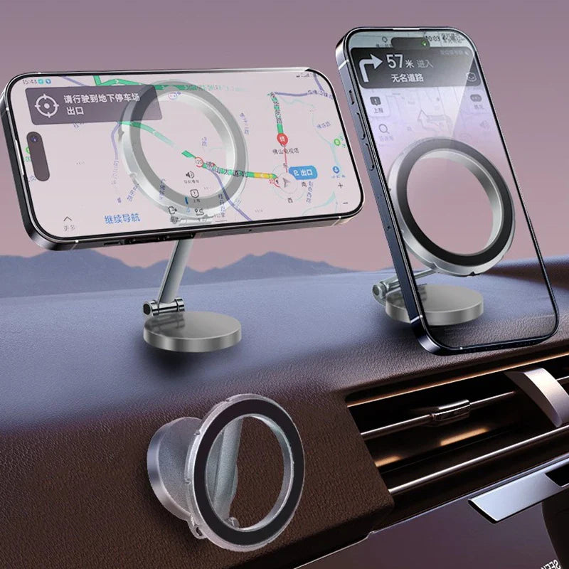 Magnetic Foldable Car Phone Mount - Anti-Shake Suction Cup Stand