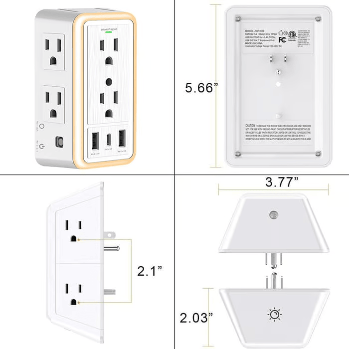 🔥 Multi Plug Outlet Surge Protector USB Smart Charging🔥