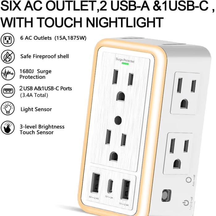 🔥 Multi Plug Outlet Surge Protector USB Smart Charging🔥