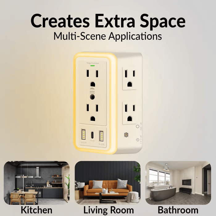 🔥 Multi Plug Outlet Surge Protector USB Smart Charging🔥