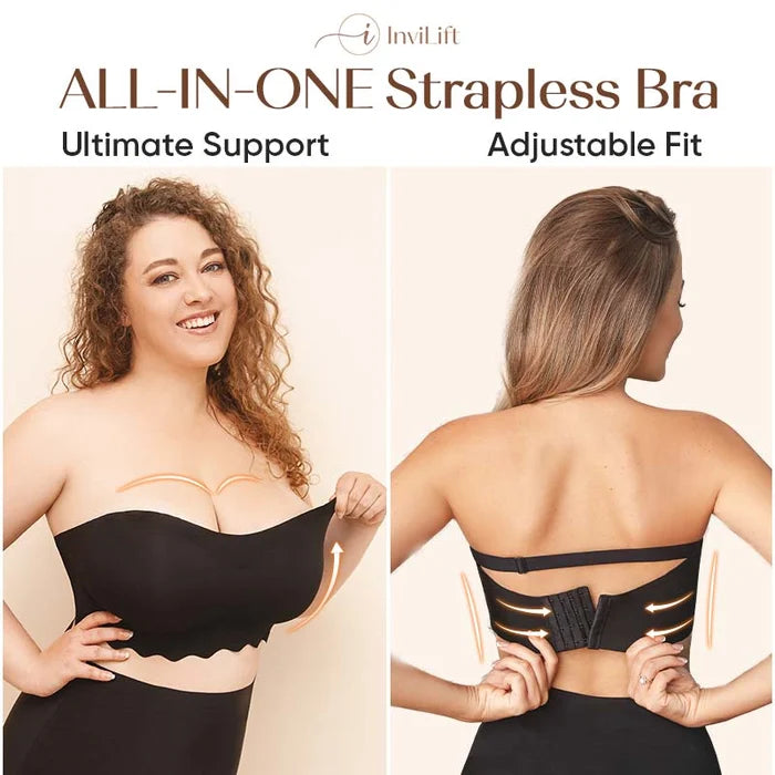 Premium Plus Size Sexy Removable Strap Invisible Push Up Bra