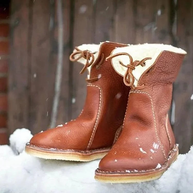 Vintage Buttery-Soft Waterproof Wool Lining Boots