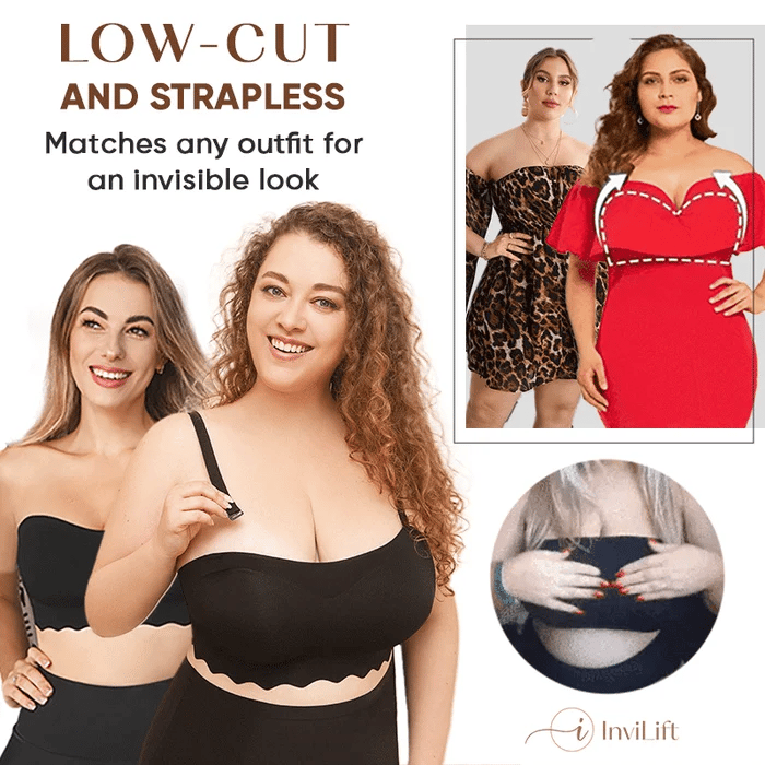 Premium Plus Size Sexy Removable Strap Invisible Push Up Bra