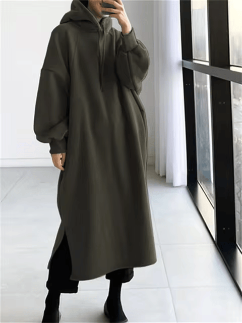 Fleece Lined Long Hoodies Women