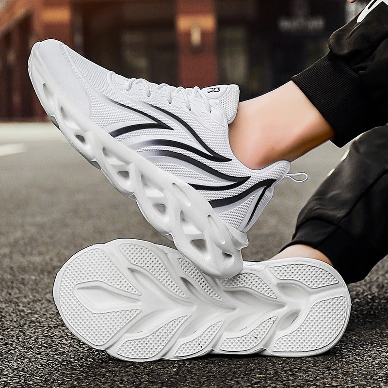 azfleek Lace-up Shoes Men's Flame Printed Sneakers Comfortable Outdoor Athletic Running Shoes