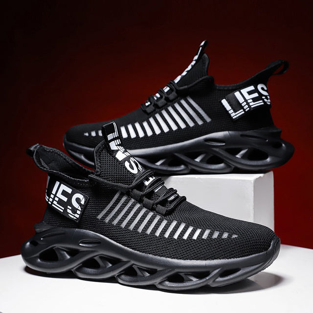 azfleek Lace-up Shoes Unisex Fashion Sneakers Women Men Mesh Air Cushion Shoes Black - 2 / 11.5
