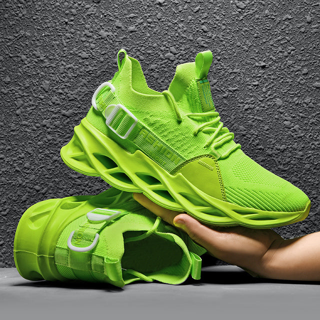 azfleek Lace-up Shoes Unisex Fashion Sneakers Women Men Mesh Air Cushion Shoes Neon Green / 7