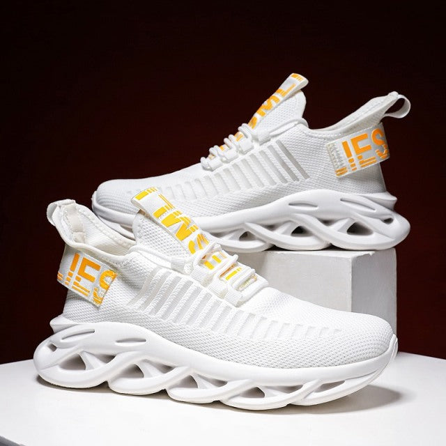 azfleek Lace-up Shoes Unisex Fashion Sneakers Women Men Mesh Air Cushion Shoes White - 2 / 7.5