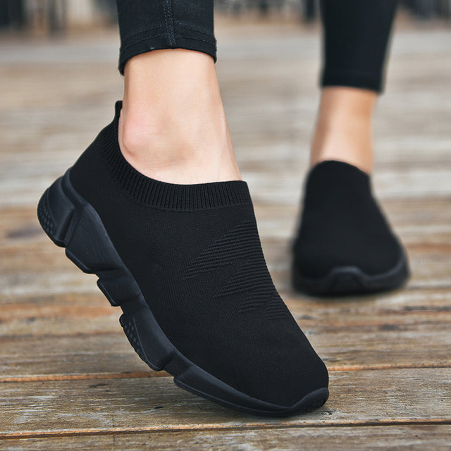 azfleek Orthopedic Shoes Women Shoes Knitting Sock Lightweight Slip On Sneakers All Black / 5