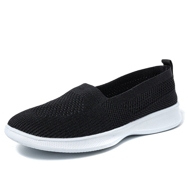 azfleek Slip-on Shoes Summer Women Shoes Knitting Sock Sneakers Slip On Shoes Black / 8.5