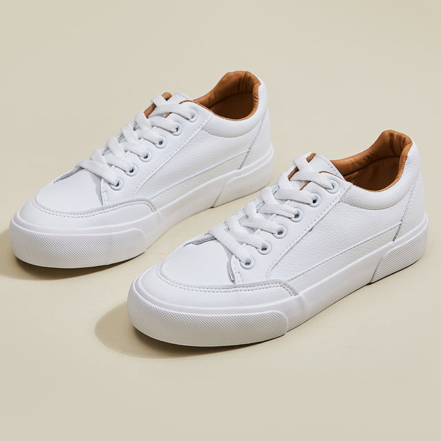 azfleek Lace-up Shoes Women Sneakers Fashion Shoes Casual Sports Shoes White Gold / 7.5